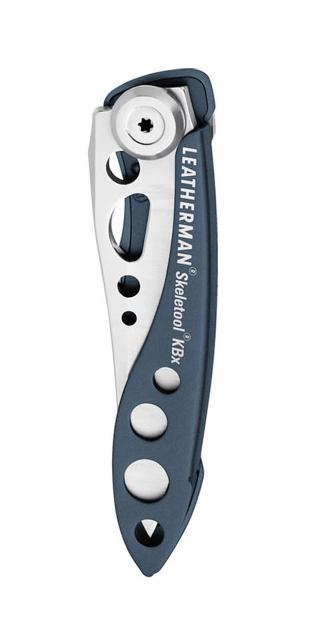 Navajita de bolsillo LEATHERMAN Skeletool KBX (832383) Azul - inoxidable con clip hoja lisa-aserrada, en caja.