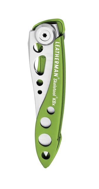 Navajita de bolsillo LEATHERMAN Skeletool KBX (832384) Verde - inoxidable con clip hoja lisa-aserrada, en caja.