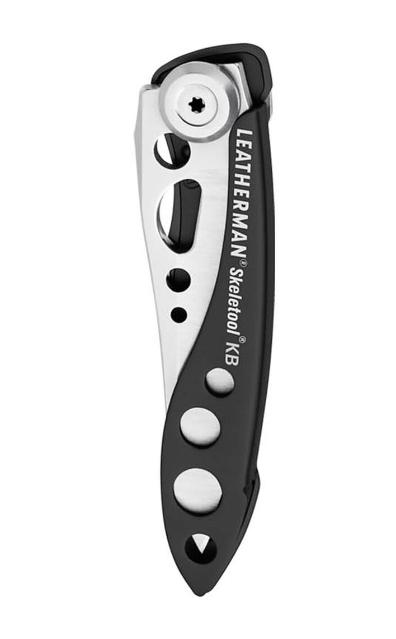 Navajita de bolsillo LEATHERMAN Skeletool KB (832385) Negra - inoxidable con clip hoja lisa, en caja.