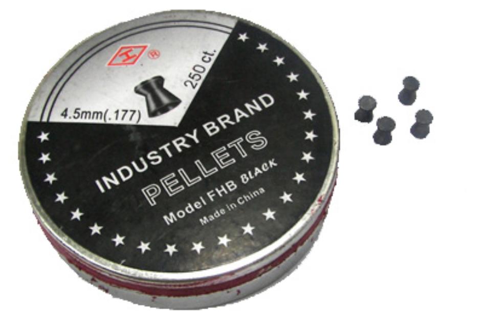 Lata de 250 balines INDUSTRY BRAND FHB 4.5 mm (.177) de plomo punta chata, lisos (metal).
