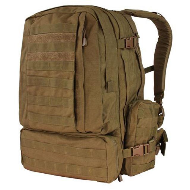 Mochila para 03 días Condor 3 Day Assault Pack (125-498) nylon Marrón Coyote de 49.8 Lts. 07 compartimentos, sistema MOLLE