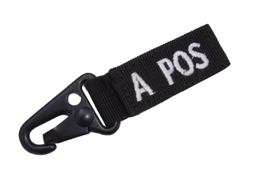 Llavero con grupo sanguineo Condor 239 A POS 002 negro A + Positivo con gancho negro (x 01)