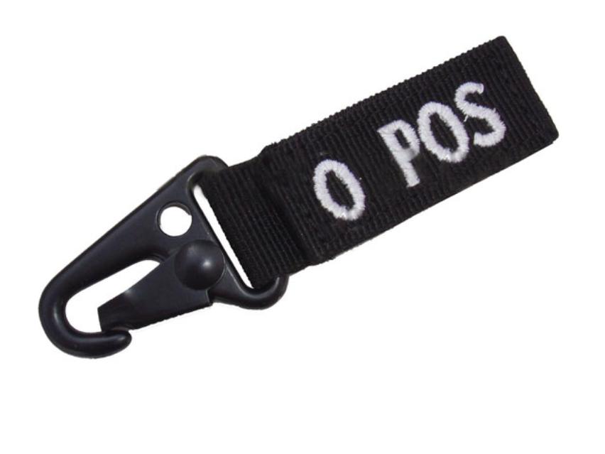 Llavero con grupo sanguineo Condor 239 O POS 002 negro O + Positivo con gancho negro (x 01)