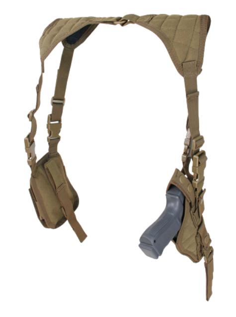 Sobaquera de Pistola Condor Vertical ASH (ASH-498) Nylon Coyote porte vertical Para 01 pistola y 02 cargadores