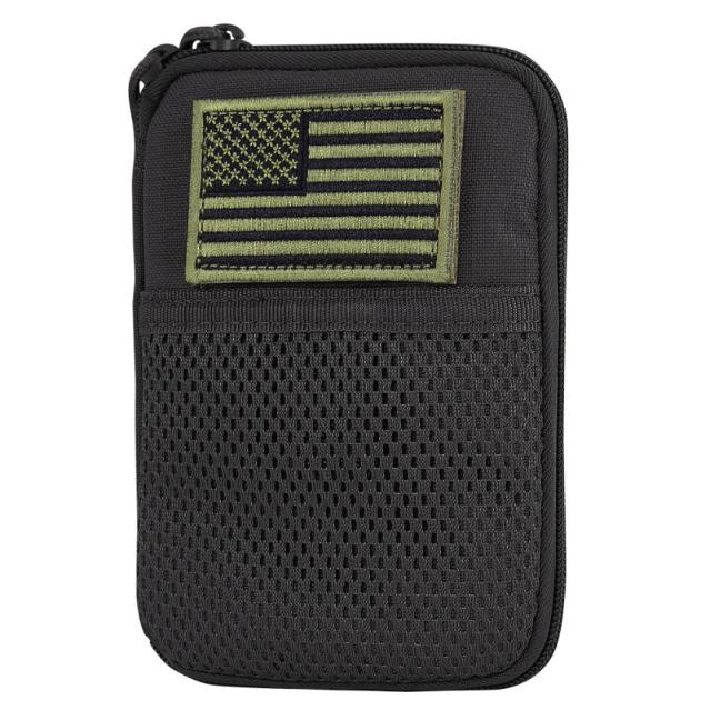 Estuche EDC para dctos. Condor Pocket Pouch (MA16-002) Color Negro con 03 bolsillos con bolsa de vinyl y  bandera USA.