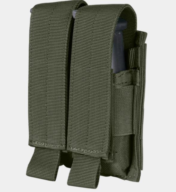 Porta Cargador Doble, Pistola Condor Pistol Mag Pouch (MA23-025) Verde Militar hasta 02 cargadores con sistema MOLLE