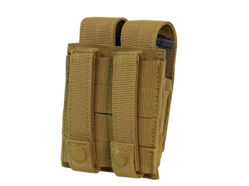 Porta Cargador Doble, Pistola Condor Pistol Mag Pouch (MA23-498) Color Coyote hasta 2 cargadores con sistema MOLLE