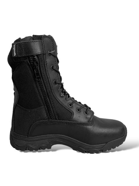 Botas Tácticas HANAGAL 3013 cordura-cuero negro Talla # 10 (43) caña alta, suela táctica de jebe.