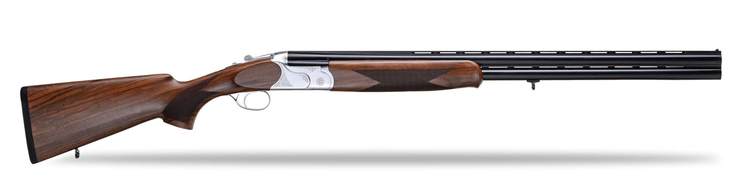 Escopeta Superpuesta HUGLU 103 DE (Silver) - 30" 12 GA negro-nickel-madera 02 tiros cañón de 30", banda de 8mm, 05 chokes.