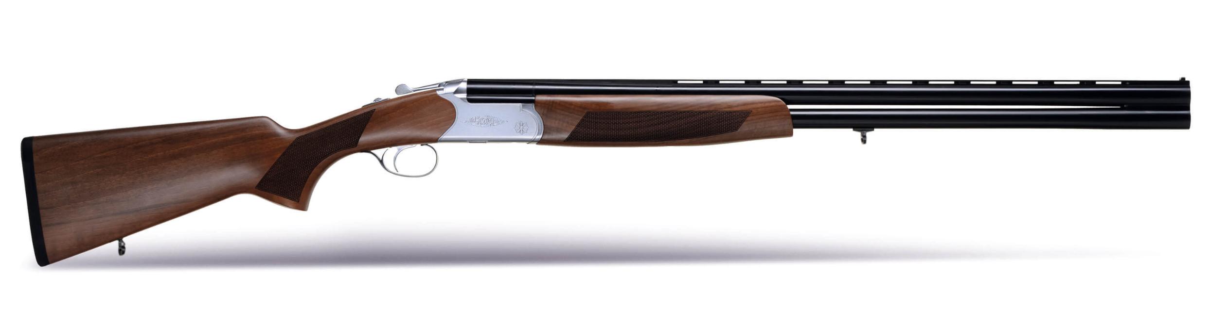 Escopeta Superpuesta HUGLU Hawk (Silver) - 28" 12 GA negro-nickel-madera 02 tiros cañón de 28", banda de 8mm, 05 chokes.